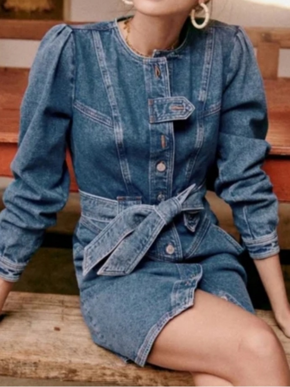 Sezane Cherine Denim Dress